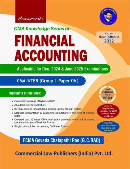 Commercial's CMA Knowledge Series on Financial Accounting for CMA Inter (Group 1 Paper 6) - 3rd edition 2024