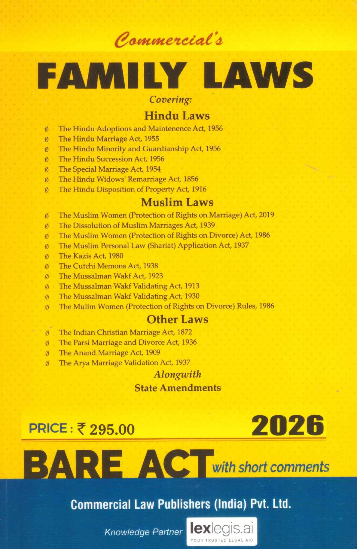 Commercial's Bare Act Family Laws - Edition 2026 Commercial's Bare Act Family Laws - Edition 2026