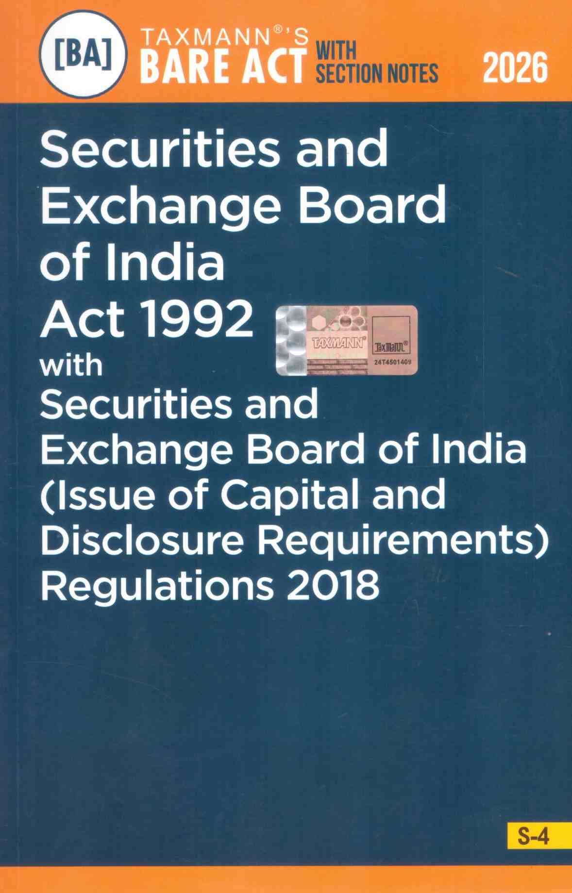 Taxmann's Securities and Exchange Board of India Act 1992 with Securities and Exchange Board of India (Issue of Capital and Disclosure Requirements) Regulations 2018 - Edtion 2026 Taxmann's Securities and Exchange Board of India Act 1992 with Securities and Exchange Board of India (Issue of Capital and Disclosure Requirements) Regulations 2018 - Edtion 2026