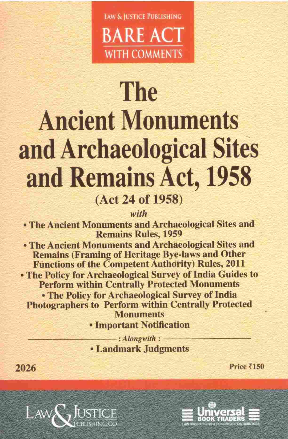 L&J's Bare act  The Ancient Monument and Archaeological Sites and Remains Act, 1958 - Edition 2026