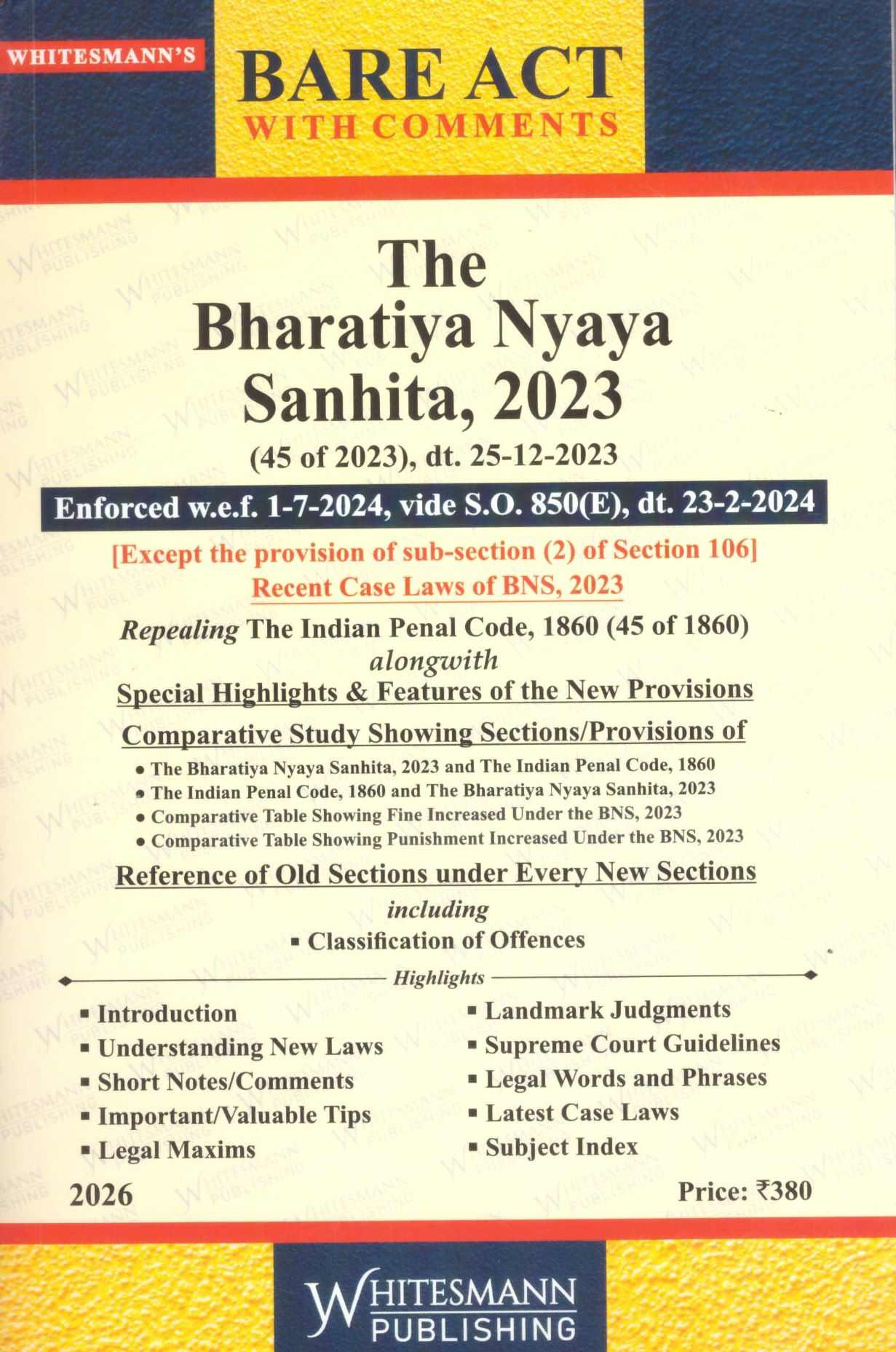 Whitesmann's The Bharatiya Sakashya Adhiniyam, ( BNS) 2023 - Edition 2026