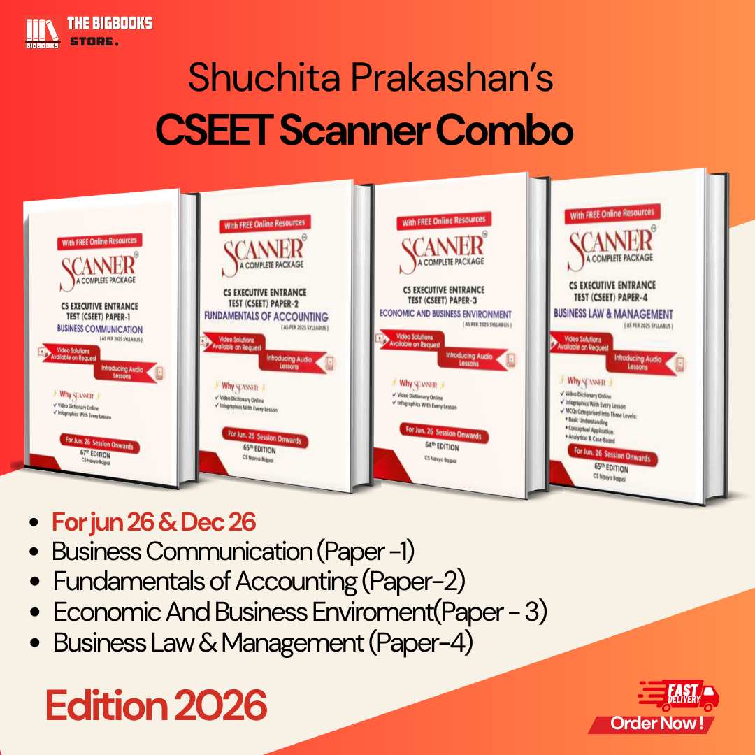 CSEET Scanner Combo Business Communication (Paper -1), Fundamentals of Accounting (Paper-2), Economic And Business Enviroment(Paper - 3), Business Law & Management (Paper-4) - Edition 2026 CSEET Scanner Combo Business Communication (Paper -1), Fundamentals of Accounting (Paper-2), Economic And Business Enviroment(Paper - 3), Business Law & Management (Paper-4) - Edition 2026