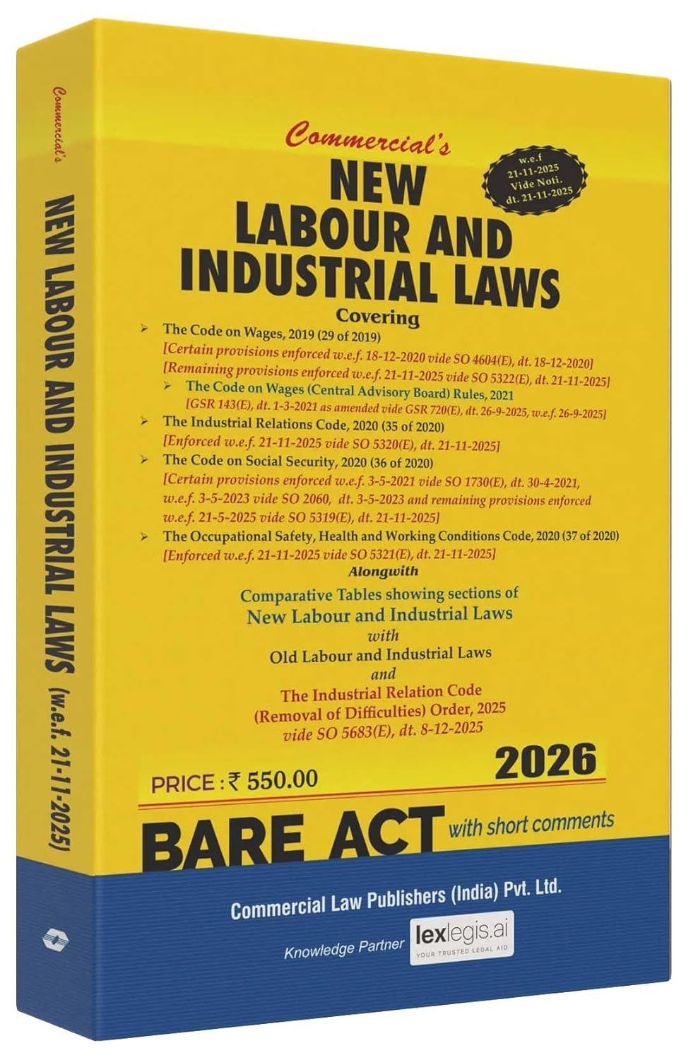 Commercial's Bare Act New Labour And Industrial Laws ( With new four code ) -Edition 2026