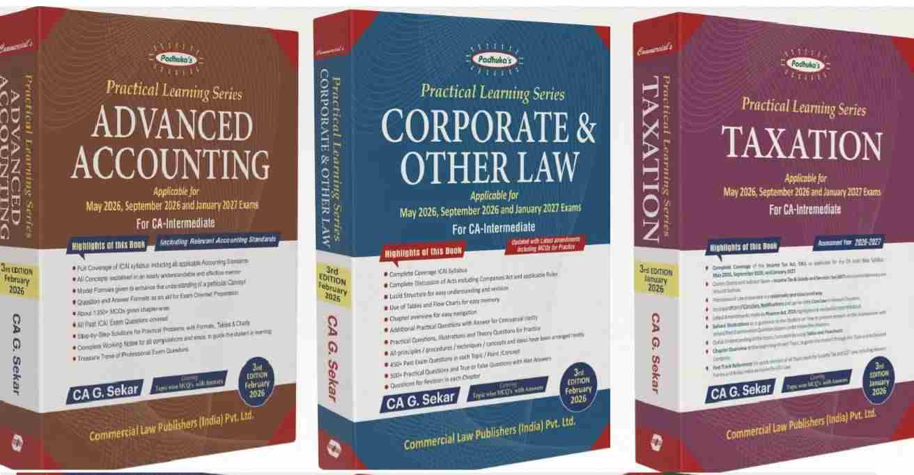 Padhuka’s Series CA Intermediate Combo (Group 1) – Advanced Accounting, Corporate & Other Laws, and Taxation – Applicable for May 2026, September 2026 & January 2027 – Edition 2026