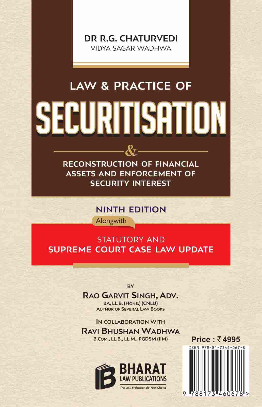 Bharat's Law & Practice of Securitisation Along With Statutory and Supreme count Case Law Update  - 9th Edition 2026
