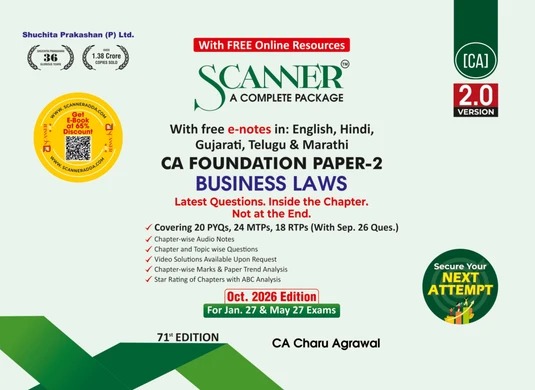 Scanner CA Foundatio Paper-2( Business Laws ) Jan. 27 & May. 27 -71th Edition 2026 Scanner CA Foundatio Paper-2( Business Laws ) Jan. 27 & May. 27 -71th Edition 2026